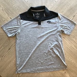 Iowa Hawkeyes Mens Polo in Grey and Black Size Large